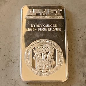 Five Troy Ounce - 999 + Fine Silver Bullion Bar